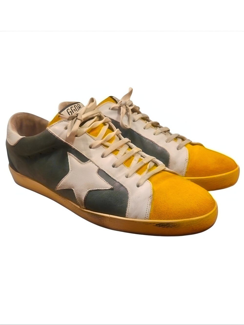 GOLDEN GOOSE | Super-Star Low Suede Sneaker In Yellow Gray ~ Size EU 43 / US 10